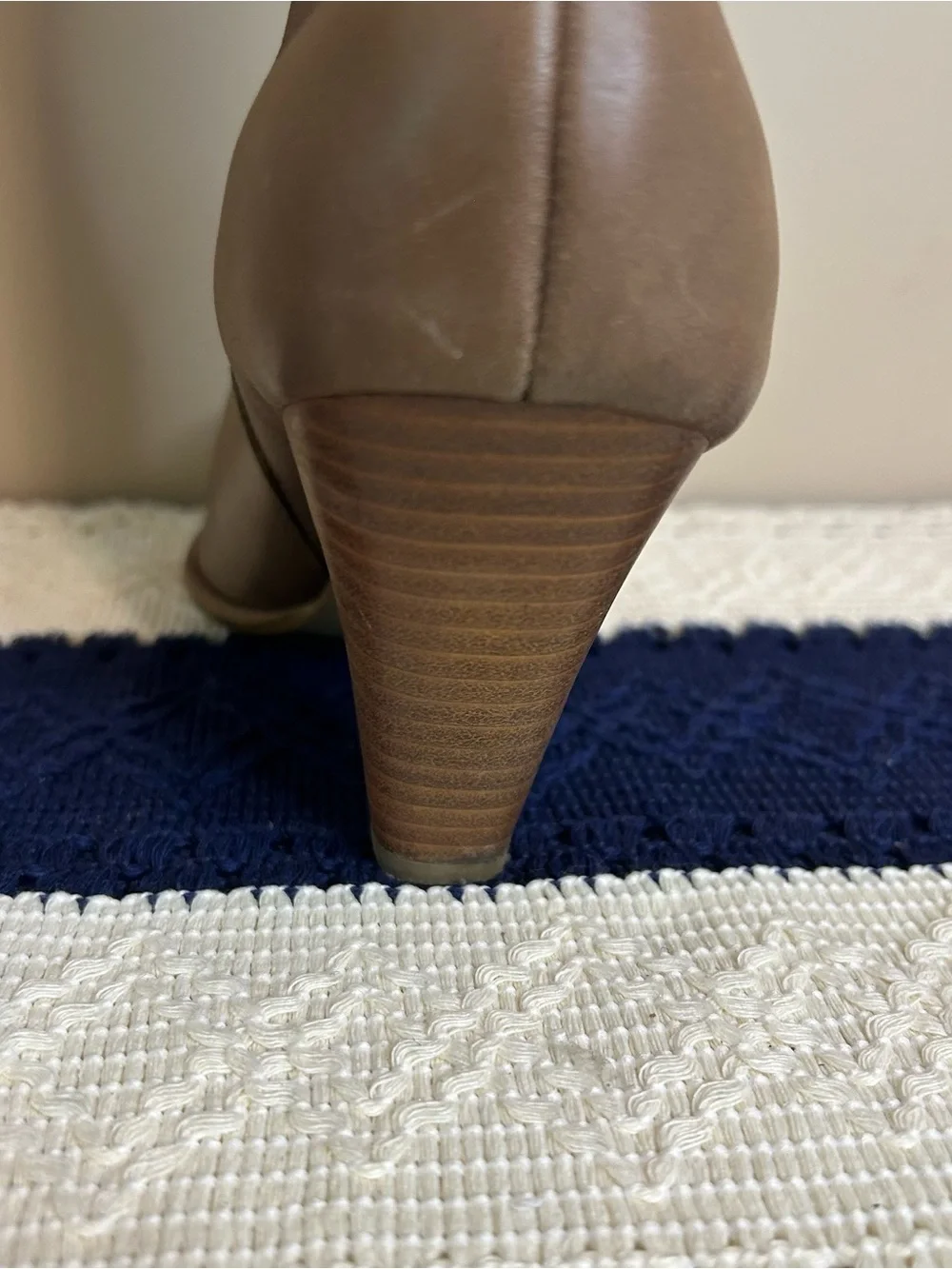b. makowsky Taupe Over-the-Knee Leather Boots with Embroidered Cuff